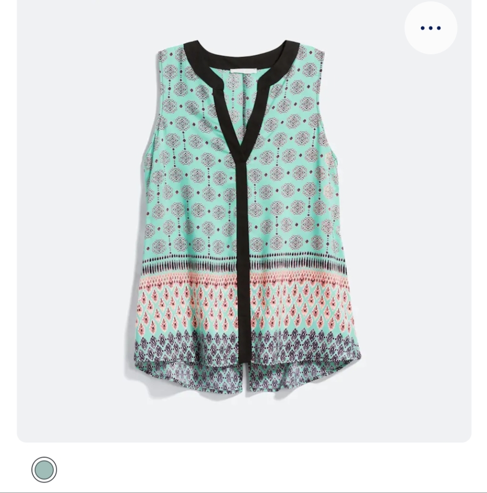Mint And Coral Patterned Split Neck Tank - image 1